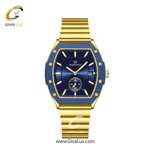 ساعت مچی اورجینال زنانه ناوی فورس|Naviforce|نوی فورس|نیوی فورس دو موتوره زیر ثانیه طلایی-سرمه ای | طلایی| سرمه ای| کد رفرنس NF8068 G/BE